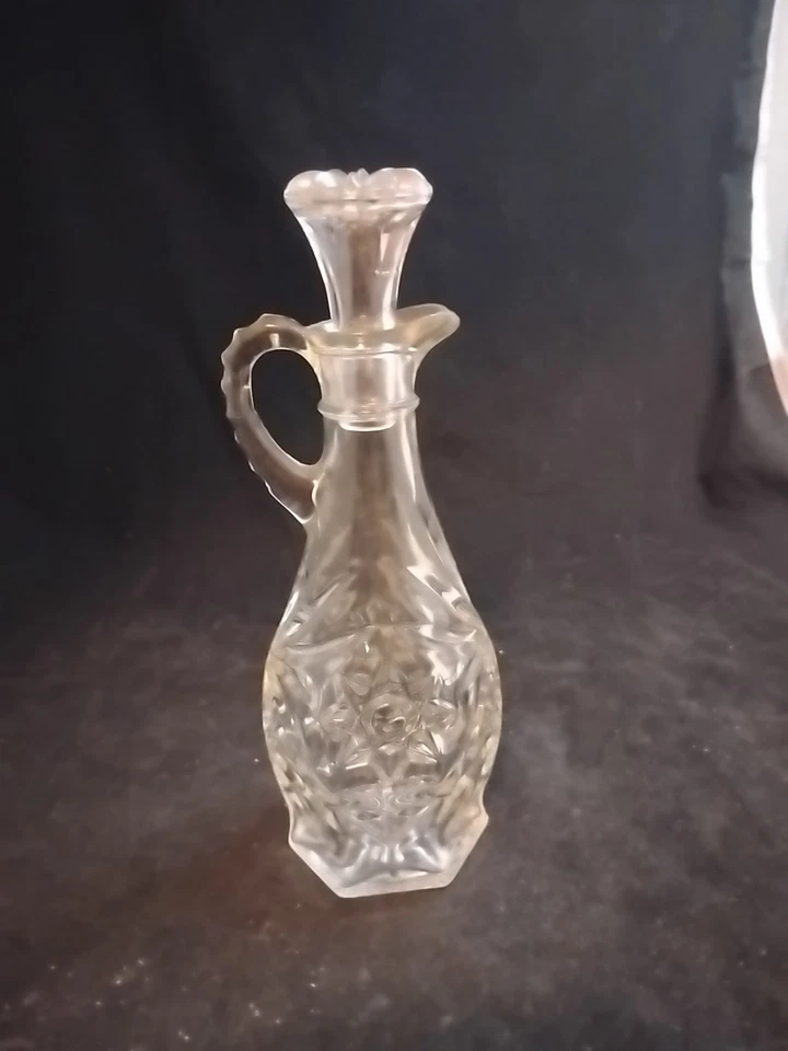 Vintage ANCHOR HOCKING EAPC STAR of DAVID Glass Vinegar/Oil Cruet w/ Stopper - Image 2 of 4
