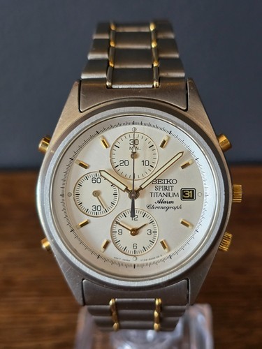Seiko Spirit SCDL003 Chronograph Alarm JDM Titanium Cream Dial 38mm – US Seller