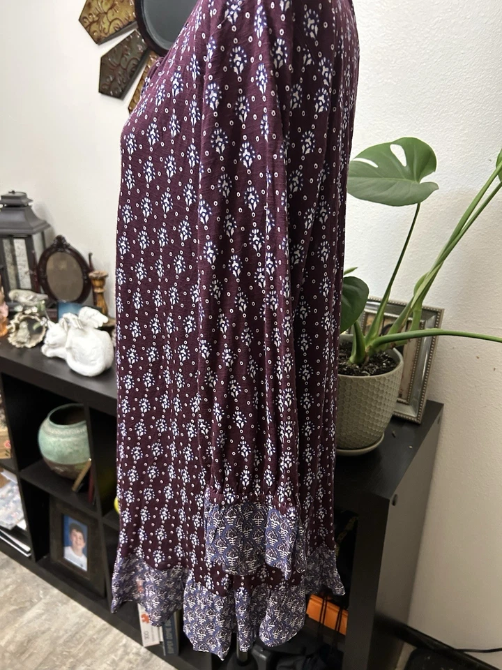 Blusa boho campesina manga larga túnica cachemira morada Lucky Brand para mujer talla 1X Foto 4 de 4