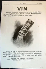 Antique Old Print Advertisement Vim Powder For Cleaning Polishing Metal 1904