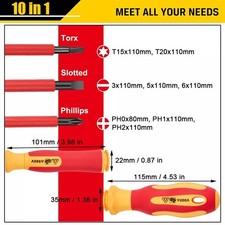 10 in 1 Electrician Insulated Screwdriver Kit...