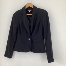 Femme Black Single Button Linen Blend Blazer UK 10