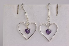 Sterling Silver 17mm x 17mm Open Framed Heart Dangling Accent Hook 925 Earrings