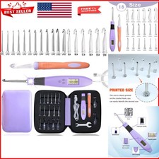 18 Size Counting Crochet Hooks with Integrated Light  Digital Counter
