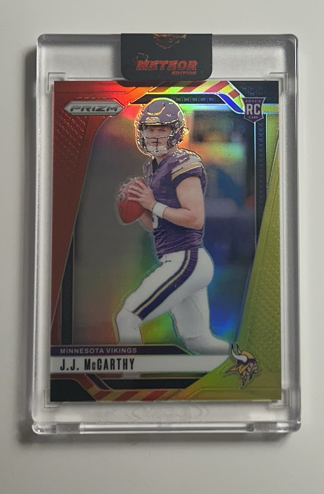JJ MCCARTHY 2024 PANINI PRIZM #400 ROOKIE RED AND YELLOW RC /44