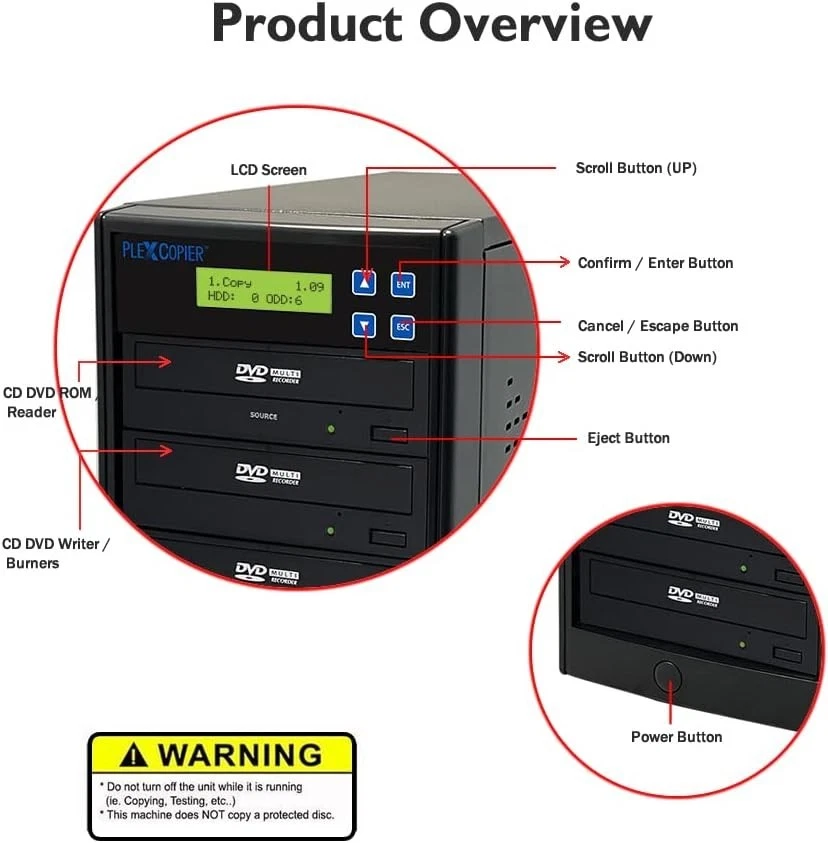 PlexCopier 24X SATA 1 a 5 CD DVD M-Disc Compatible Duplicador Grabador Copiadora Toalla Foto 3 de 4