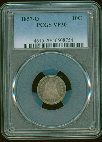 1857-O US Silver Seated Liberty Dime - PCGS VF20