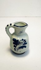 Vintage Small Blue & White Delft JUG Floral Design DUTCH 6.5 cm Top Rope Handle