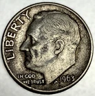 1963-D Roosevelt Dime - Circulated Condition - 90% Silver - US Coin - 3062
