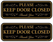 2PC Keep Door Closed At All Times Sign, 10 x 3.5 Inches - Aluminum - Strong S...
