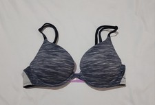 GUC Victoria's Secret PINK Wear Everywhere Push Up Bra Underwire Gray Black 32A