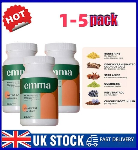 Integratore EMMA per la salute dell'intestino - Gas e gonfiore sollievo stitichezza 60 conteggi