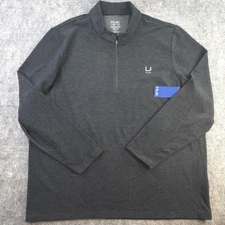 New Huk Fishing Quarter Zip Pullover 2XL Leeward Light Fleece Black Solid