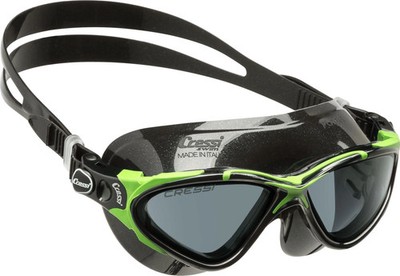 CRESSI Planet Brille Black/Frame Lime Black - Premium Anti Fog Erwachsene Schwimmen