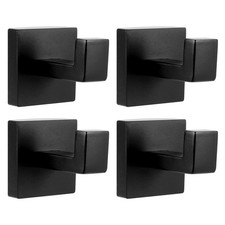 4 Pack Black Towel Hook, Matte Black Stainless Steel Wall Hooks for Bathrooms...