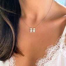Personalized Necklace for Mom, Kids names, 925 Sterling Silver Boy Girl Child