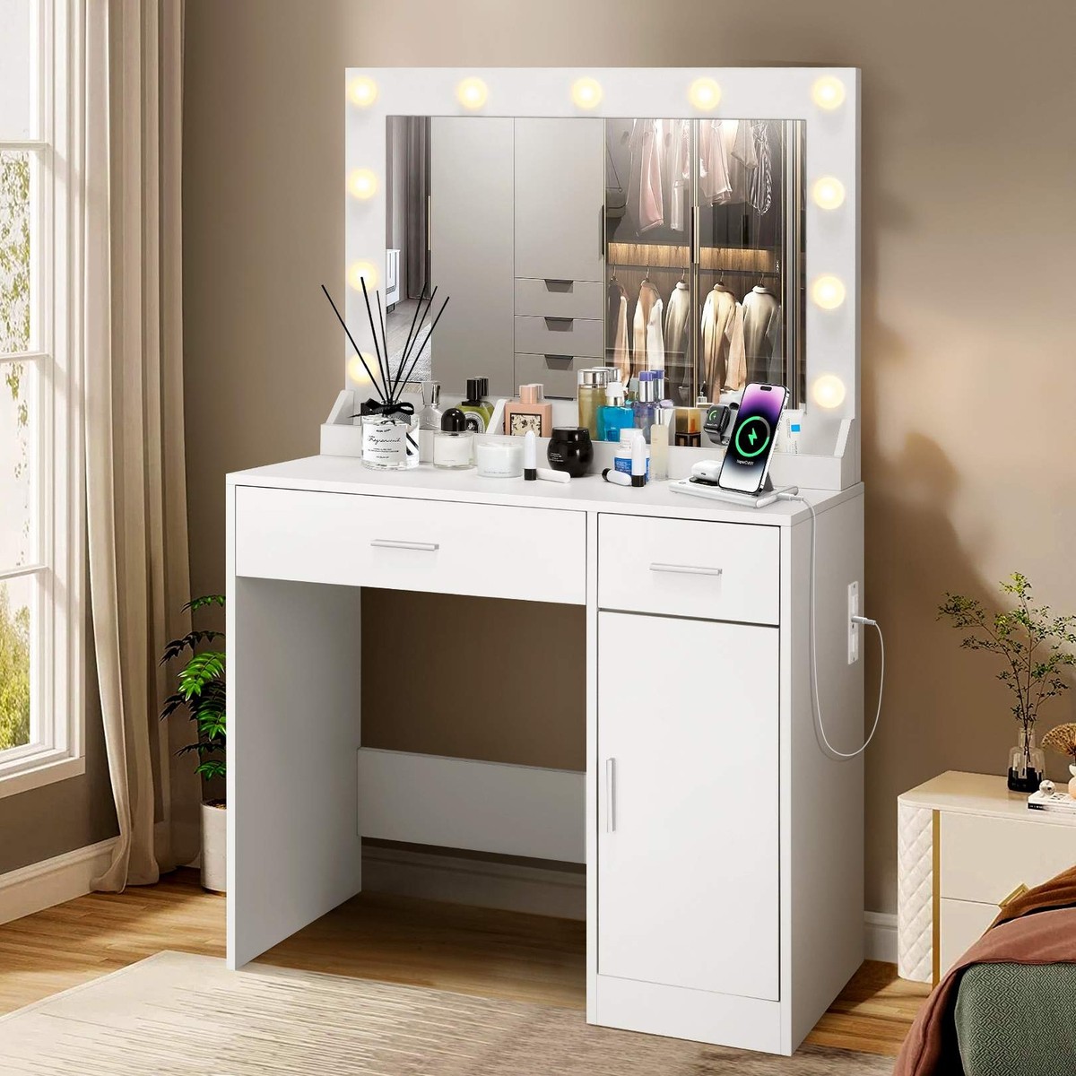 Makeup Desk With Lighted Mirror Vanity Desk With Mirror And LED