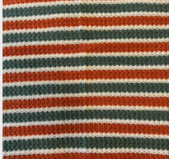 Designs by Eve Rust, Beige and Green Afghan 35 inches x 44.5 inches