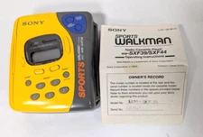 Vintage SONY Sports Walkman AM FM Radio Cassette Player SXF39 Yellow AS IS