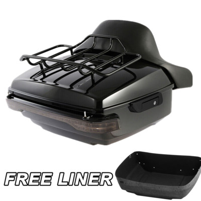 King Trunk Pad Top Rack Tail Light Fit For Harley Touring Road Glide 14-26 Black