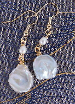 Colorful baroque petal pearl earrings with 18k gold hook Wedding Women Jewelry 