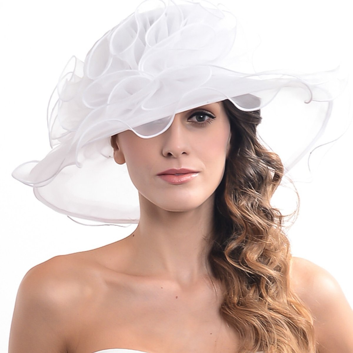 3 PC White Fabulous Fascinator Cocktail Tea Party Races Church Brun… Tea Party Fascinator Hat: Womens Derby Hat Multi Color  main image 4