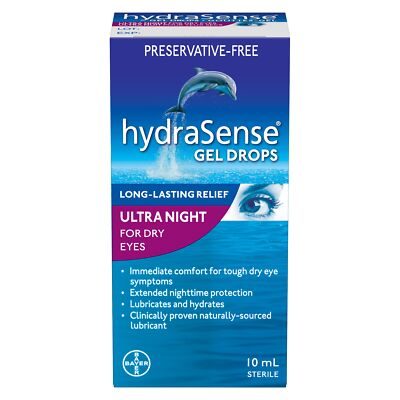 hydraSense Ultra Night Gel Eye Drops - Preservative Free Eye Drops For Dry Ey...