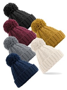 Beechfield Cable Knit Melange Beanie Burgundy
