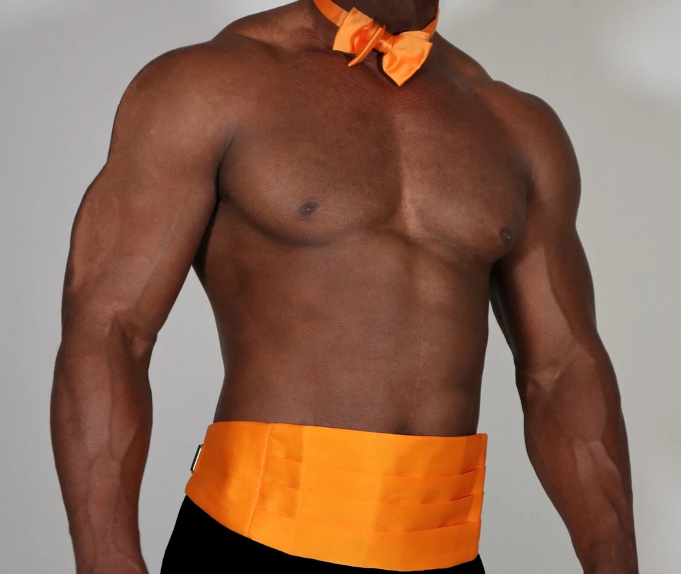 JUEGO DE 2 PAJARITAS Y FAJARITAS NARANJA BRILLANTE PARA HOMBRE Foto 4 de 4