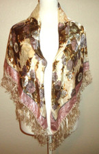 AXCESS Ialy Lightweight Scarf Floral Flowers Lavender Cream Long Fringe 36x36 in