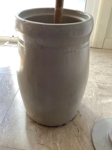 VTG #3  S.P.&S. BUTTER CHURN STONEWARE WHITE HALL, ILLINOIS MAP LOGO & LID - Picture 9 of 10