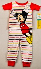 boy's Disney sleepwear size 24 month red white stripe micky short sleeve long pa