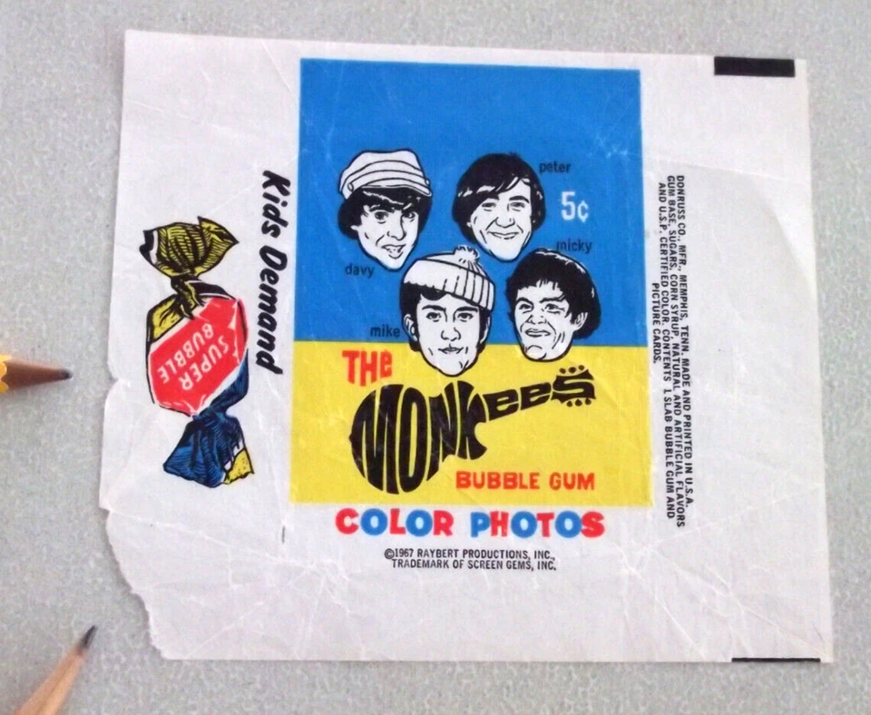 THE MONKEES Lot of 4 RARE 1966 & 1967 1 Vote 3 Gum WAX PACK GUM WRAPPERS - Image 3 of 4
