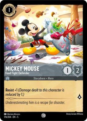 1x Mickey Mouse - Food Fight Defender NM Eng Lorcana - Shimmering Skies