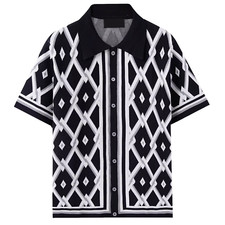 Button Down Shirt Summer Fashion Men's Casual Short Sleeve Casual Silk Shirt