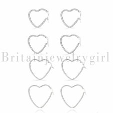 2-8pcs Charm Stainless Steel Heart Shape Huggie Hinged Hoop Earrings for Women