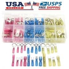 120pcs Heat Shrink Wire Connectors Electrical Fork Ring Spade Crimp Terminals