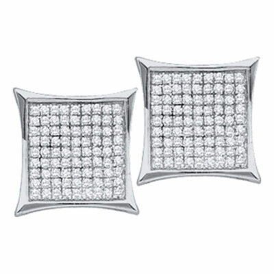10k Weißgold Damen Runde Diamant Quadrat Cluster Ohrringe 1/6 cttw