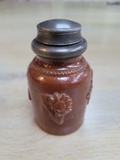 POT A PRISER A TABAC EN GRES BEAUVAISIS AVEC BOUCHON ETAIN - DECOR DE ROSES