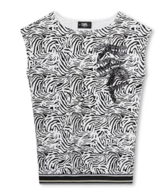 Karl Lagerfeld girl Black and White Girls Zebra print Dress with logo 10 12 $155