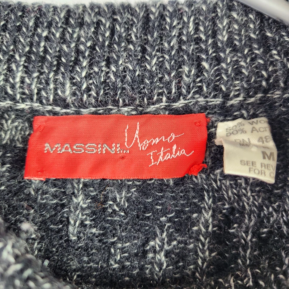 Suéter Tejido Cable Mezcla Lana Gris Massini Hecho en Italia Mediano  Foto 2 de 4