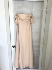 Lulus off the shoulder light beige long dress bridesmaid Size S