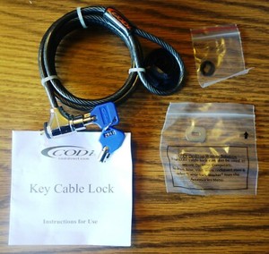 New CODi  2 Keys Cable Lock - for Laptop / Notebook - 6.5 Ft - Black
