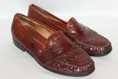 Mens COLE HAAN CITY Woven Brown Leather Slip On Classic  display picture 1