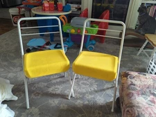 2 Vintage Mid Century Industrial Cosco/Peterson Metal Kids Child Folding Chairs