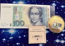 Clara Schumann &mdash; 100 DM Banknote + Goldpr&auml;gung &middot; Set Nr. 0045