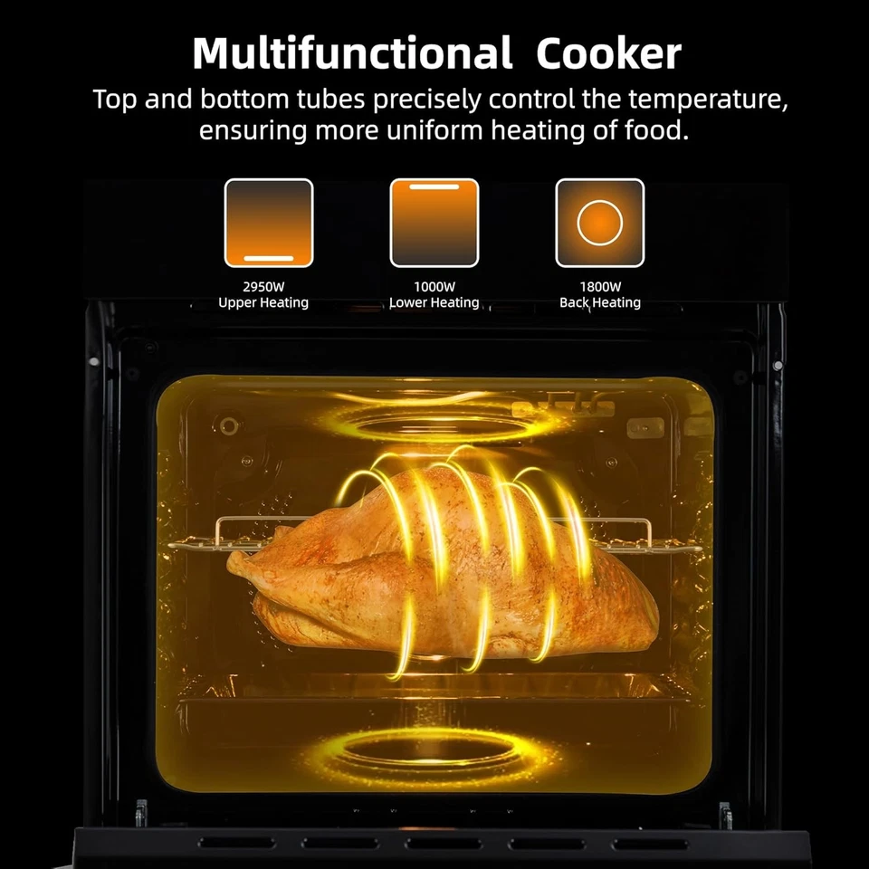 Garvee 24 дюйма встроенная одностенная электрическая духовка цветной сенсорный контроль предохранитель - Изображение 3 из 4