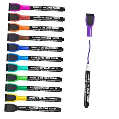  Magnetic Whiteboard Markers - 12 Count Colorful Fine Tip 12 Count 12 Colors