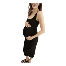 Hatch The Body Tank Dress Large Midi Black Maternity Bodycon Shelf Bra Bamboo