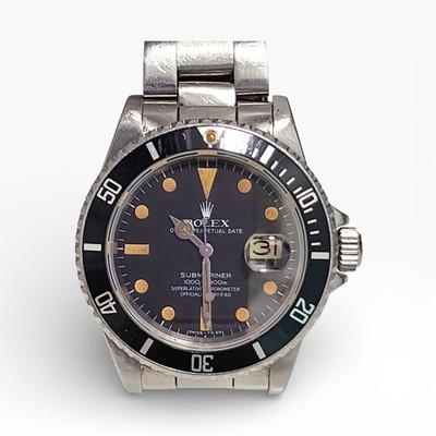 Transitional Vintage Rolex Submariner 40mm Steel Automatic Watch 16800 Year 1981